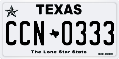 TX license plate CCN0333