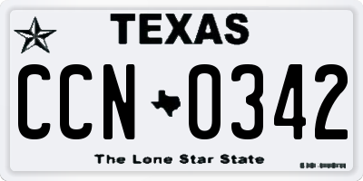 TX license plate CCN0342