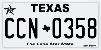TX license plate CCN0358