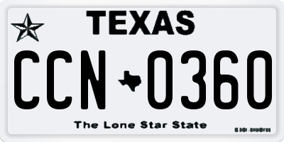 TX license plate CCN0360