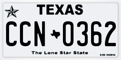 TX license plate CCN0362