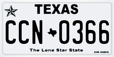 TX license plate CCN0366