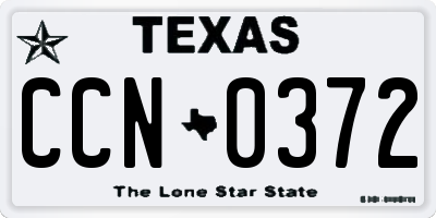 TX license plate CCN0372