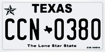 TX license plate CCN0380