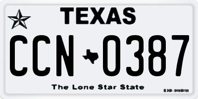 TX license plate CCN0387