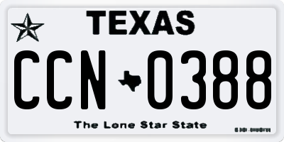 TX license plate CCN0388