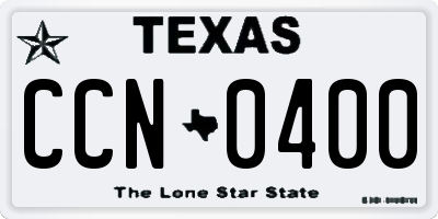 TX license plate CCN0400