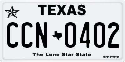 TX license plate CCN0402