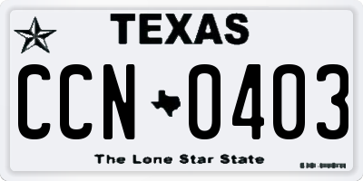 TX license plate CCN0403