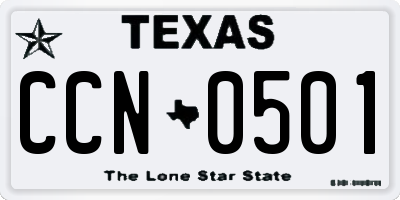 TX license plate CCN0501