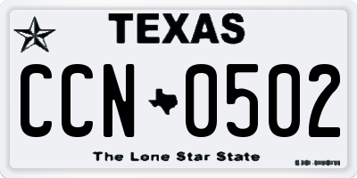 TX license plate CCN0502