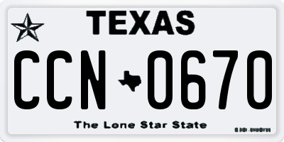 TX license plate CCN0670