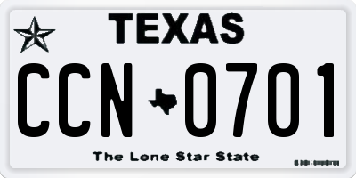 TX license plate CCN0701