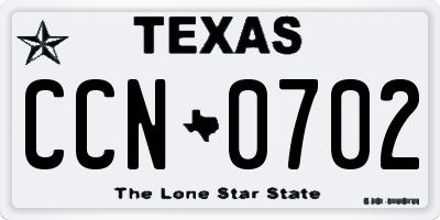TX license plate CCN0702