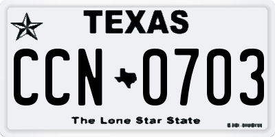TX license plate CCN0703