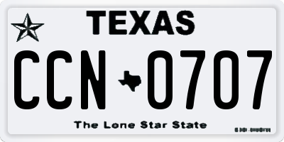 TX license plate CCN0707