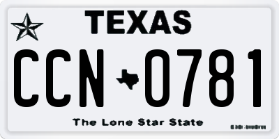 TX license plate CCN0781