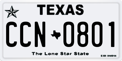TX license plate CCN0801