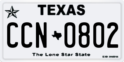 TX license plate CCN0802