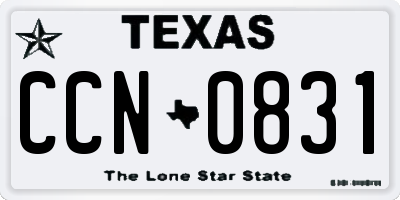 TX license plate CCN0831