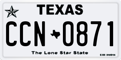TX license plate CCN0871