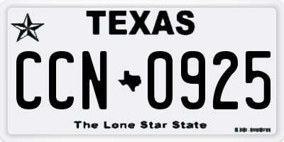 TX license plate CCN0925
