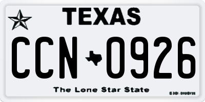 TX license plate CCN0926