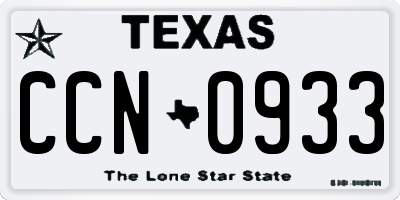 TX license plate CCN0933
