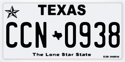TX license plate CCN0938
