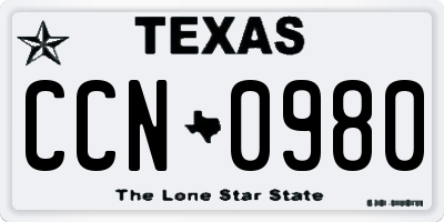 TX license plate CCN0980