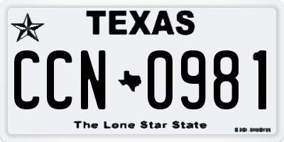 TX license plate CCN0981