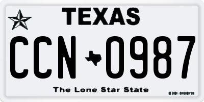 TX license plate CCN0987