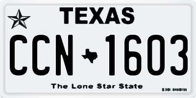 TX license plate CCN1603