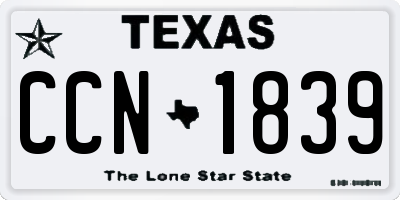 TX license plate CCN1839