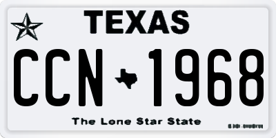 TX license plate CCN1968