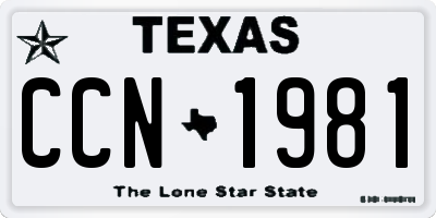 TX license plate CCN1981