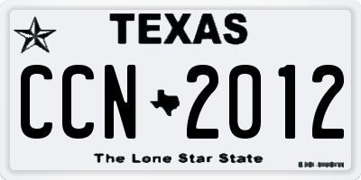 TX license plate CCN2012