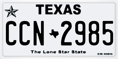 TX license plate CCN2985