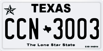 TX license plate CCN3003