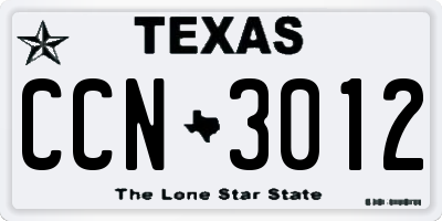 TX license plate CCN3012