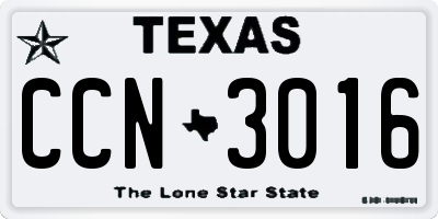 TX license plate CCN3016