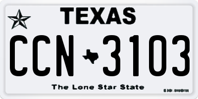 TX license plate CCN3103