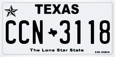 TX license plate CCN3118