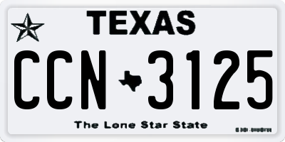 TX license plate CCN3125