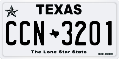 TX license plate CCN3201