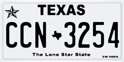 TX license plate CCN3254