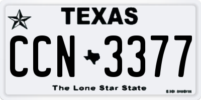 TX license plate CCN3377