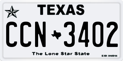 TX license plate CCN3402