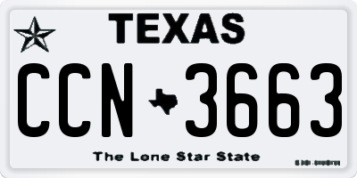 TX license plate CCN3663