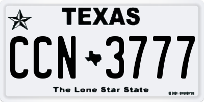 TX license plate CCN3777